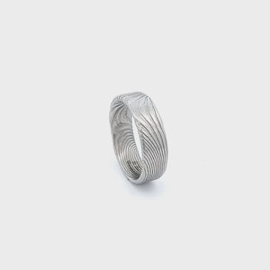 Damascus Steel Silver Tone 7mm Band Ring
