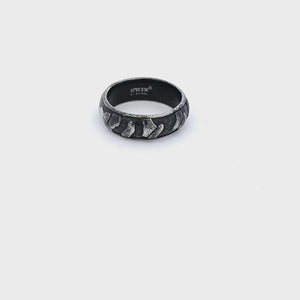7.5mm Gunmetal Plated 3D Canyon Pattern Ring