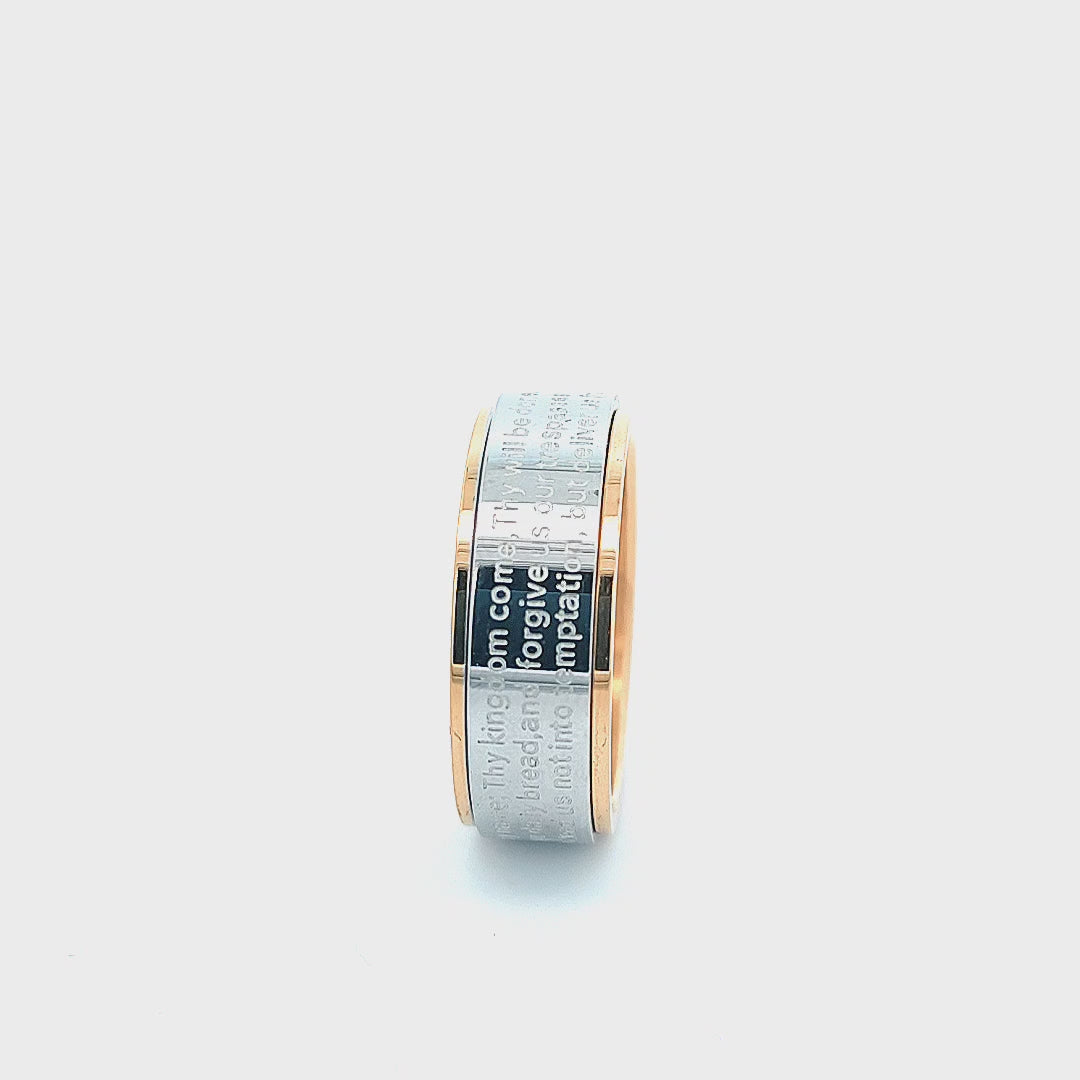 Golden Tone and Silver Tone Stainless Steel Spinner Prayer Band Ring