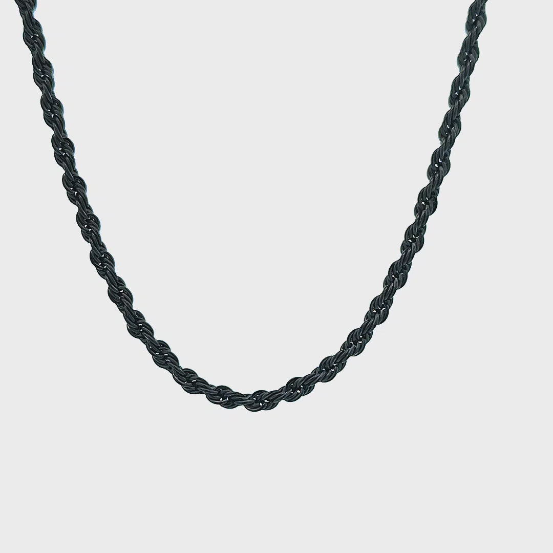 Black Stainless Steel Polished 3mm Rope Chain