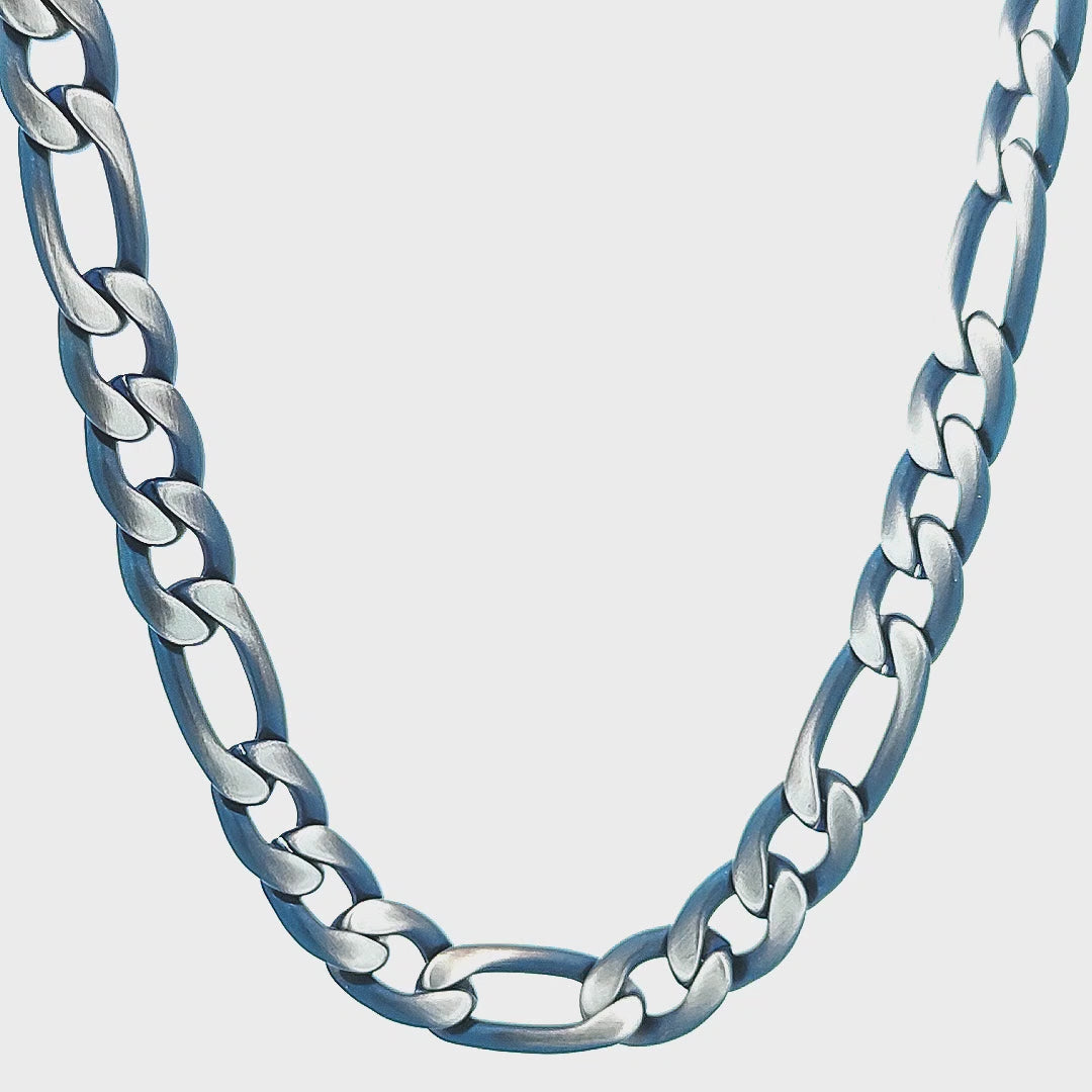 Blue and Silver Tone Stainless Steel Solemn Jewelry Collection 3mm Figaro Link Chain