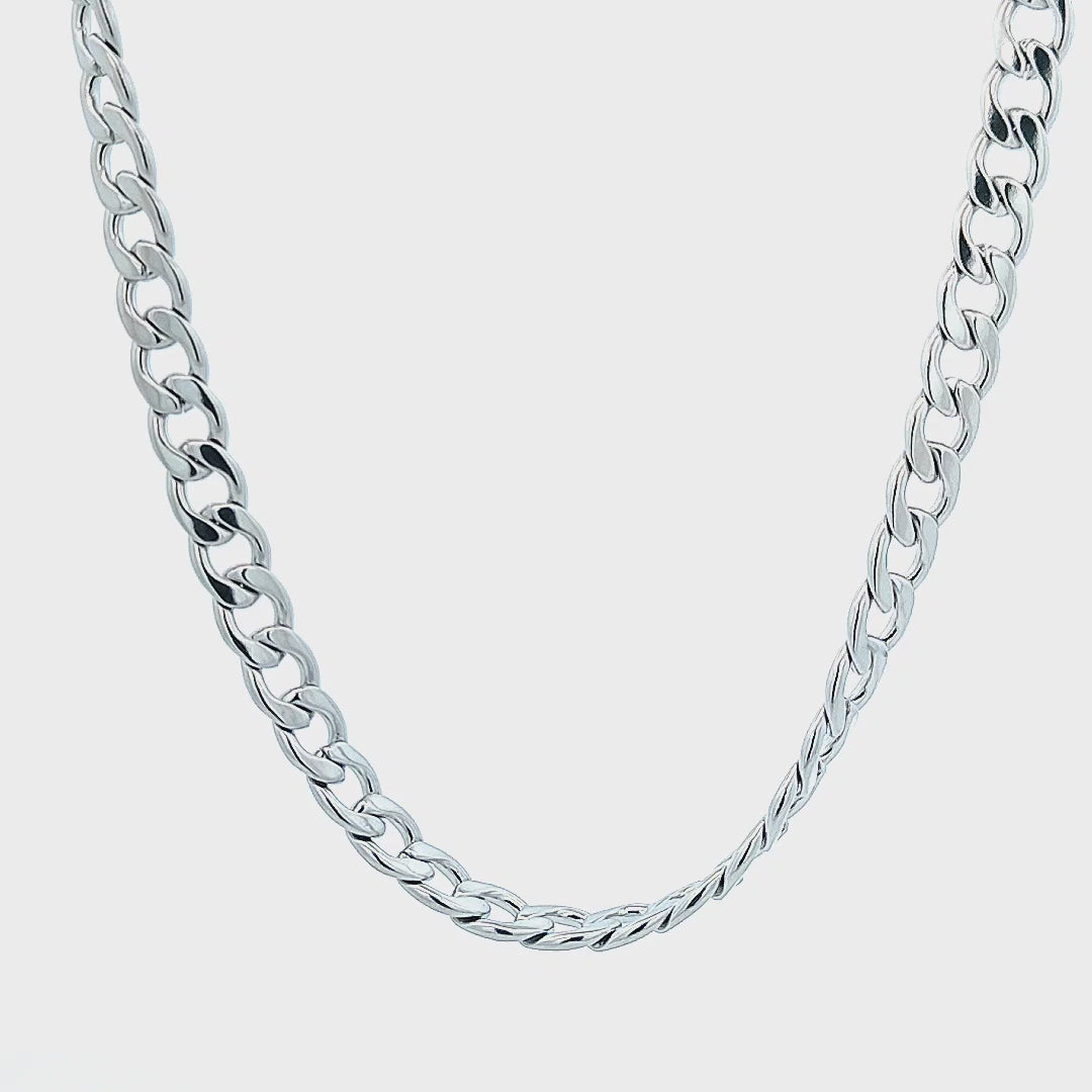 Necklace - Mens Stainless Steel 12mm Silver Tone Curb Chain - 24 Inch -  Macho Curb