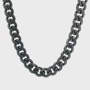 Gunmetal Silver Tone Stainless Steel Brushed Curb Chain