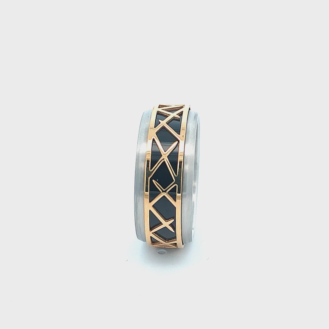 Golden Tone, Black and Silver Tone Stainless Steel Crown of Thorns Ring