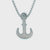 Silver Tone Stainless Steel Matte Finish Man of War Anchor Pendant with Chain
